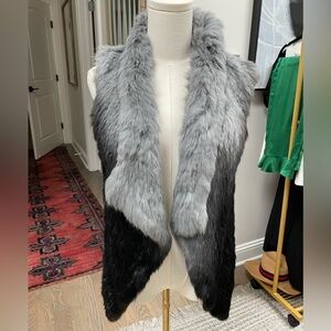 LOVE TOKEN Black and Grey Ombré Rabbit Fur Vest - Sz S